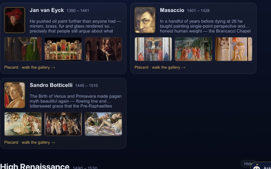 Art Through Time — Renaissance painters with strips of their masterpieces
