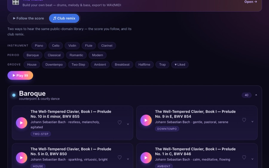 SpecEnvoy Studio — Bach preludes with club-remix groove tags